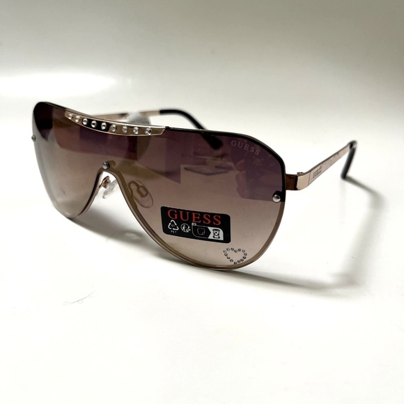 New Original GUESS Aviator Wrap Sunglasses GO00039 Rimless Rhinestones Heart - Picture 1 of 8